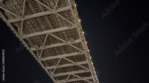 Rainbow Bridge and Tokyo Odaiba Night Skyline Seen from a Ferry to Izu Oshima, Tokyo, Japan