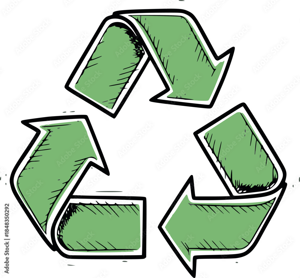 Fototapeta premium Hand drawn recycling symbol icon
