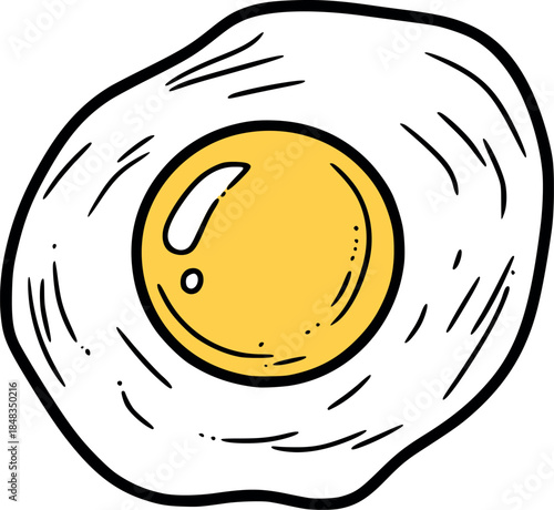 Simple fried egg icon hand drawn outline illustration