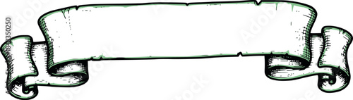 Vintage ribbon banner with curled ends hand drawn sketch