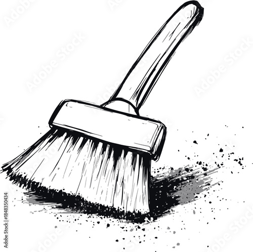 Hand drawn brush with dirt sketch