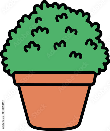 Simple potted bush icon flat vector