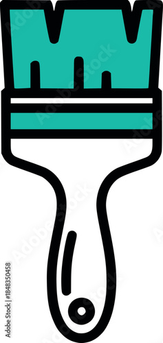 Simple paintbrush icon set with blue bristles minimalist flat vector