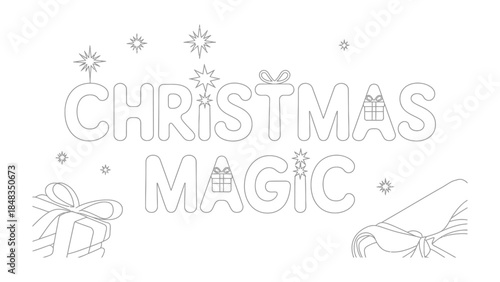 Christmas Magic Illustration: An enchanting artistic display showcasing the magical spirit of the season, evoking feelings of joy, anticipation, and the wonder of Christmas. 