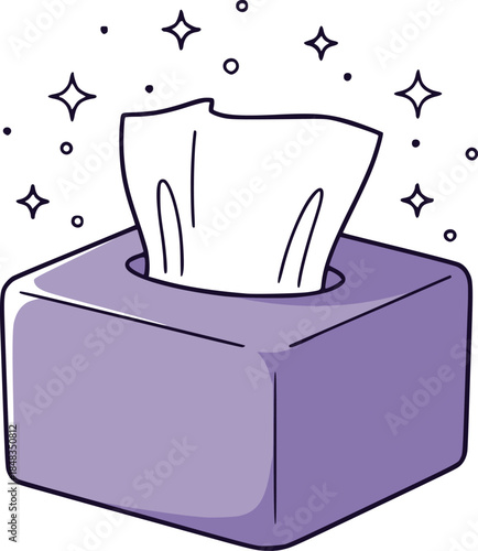 Simple tissue box icon with sparkling effect minimal flat vector