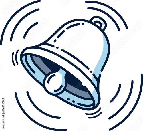 Simple bell icon with ringing effect line art