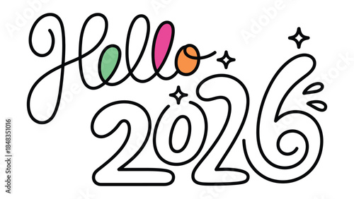 A Festive Greeting: The radiant Hello 2026 script shimmers with anticipation, heralding a vibrant new year. A visual invitation to embrace opportunities and experiences.