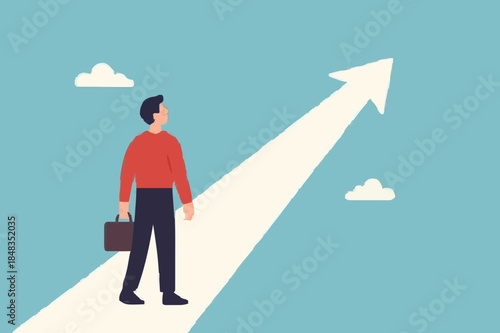 Finding purpose, objective and motivation to achieve goal, existential crisis to discover life meaning, challenge to define business target concept, confused businessman aiming at future purpose arrow