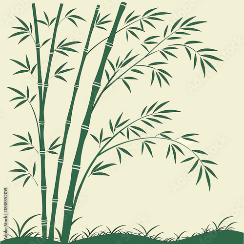 Tall green bamboo stems