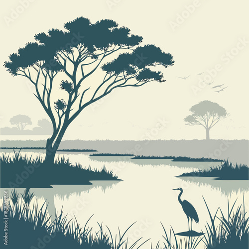 Serene wetland landscape