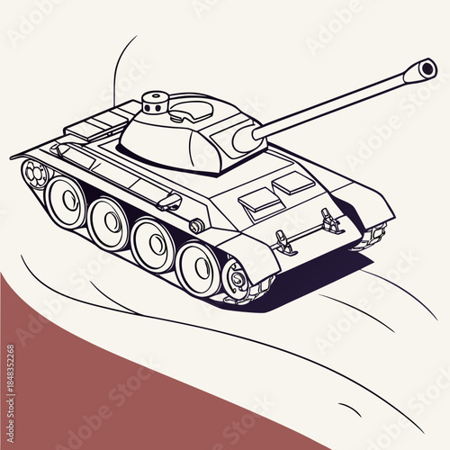 Illustrated tank on a landscape