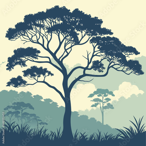 Majestic tree in serene forest