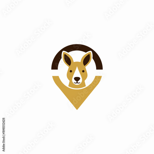 Kangaroo head in a location pin logo design.