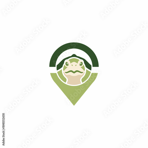 Turtle Location Pin Logo Design.