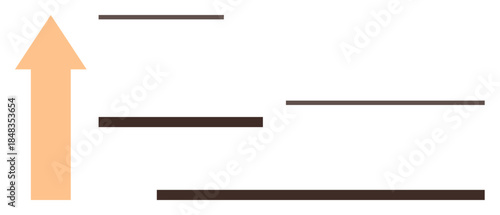 Upward arrow in orange and horizontal brown lines portraying growth, progress, direction, and goal achievement. Ideal for business strategy, career development, growth drive, success motivation