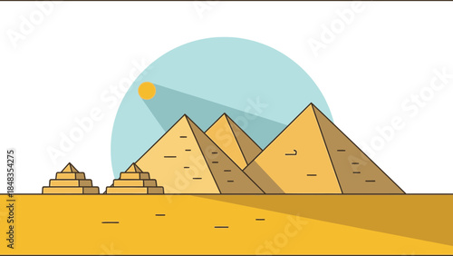 Ancient Egyptian Pyramids Under a Bright Sun.