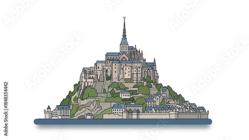 Mont Saint Michel historic island commune in Normandy France.