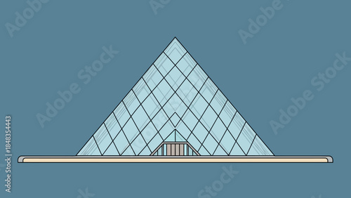 Modern Glass Pyramid Structure with Entrance.
