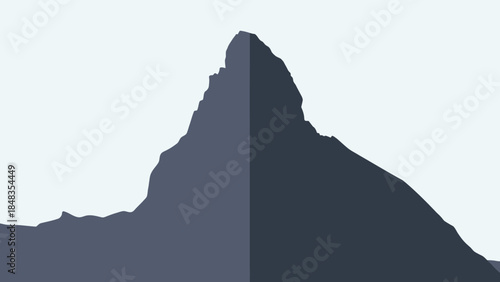 Iconic Mountain Peak Silhouette Against a Light Background.