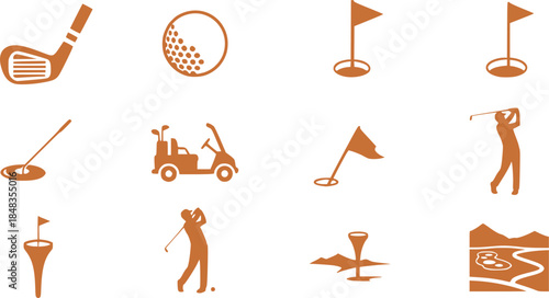 Golf club icon vector set. Golf illustration sign collection. Sport symbol. Golfing logo.
