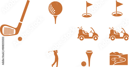 Golf club icon vector set. Golf illustration sign collection. Sport symbol. Golfing logo.
