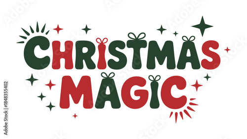 Christmas Magic Typography: A whimsical typography design spells out Christmas Magic, evoking the enchanting spirit of the season with festive colors and sparkling accents. 