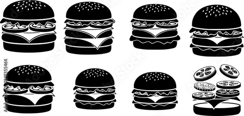 Burger icon vector set. fast food illustration sign collection. food symbol.
