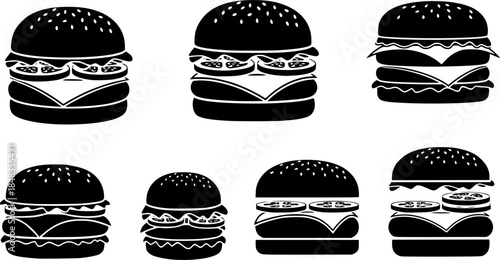 Burger icon vector set. fast food illustration sign collection. food symbol.

