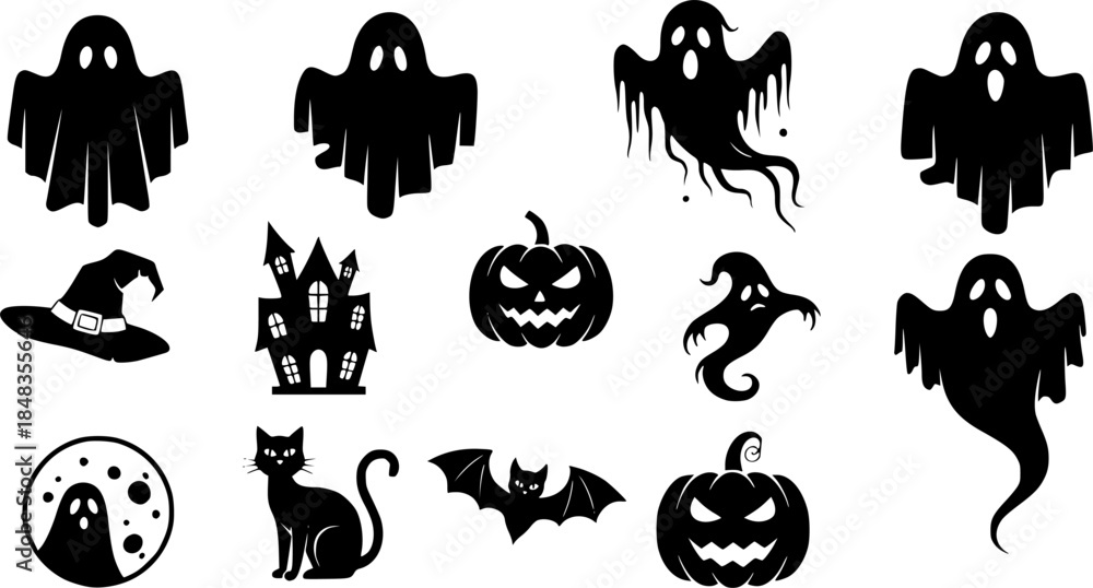 Fototapeta premium Ghost icon vector set. Phantom illustration sign collection. Specter symbol. Halloween logo. Spirit mark. 