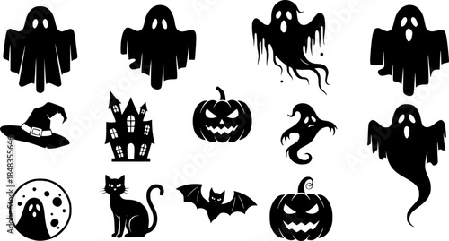 Ghost icon vector set. Phantom illustration sign collection. Specter symbol. Halloween logo. Spirit mark.
