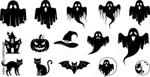 Ghost icon vector set. Phantom illustration sign collection. Specter symbol. Halloween logo. Spirit mark.
