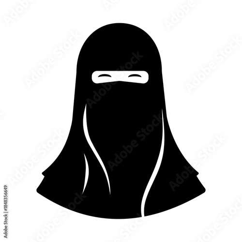 Muslim Woman Wearing Niqab Vector Icon Illustration