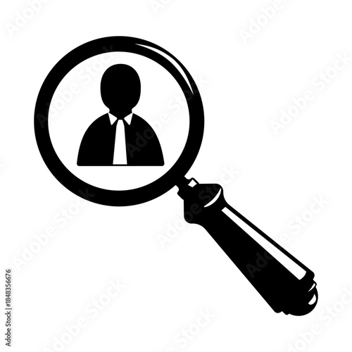 Magnifying Glass Recruiting Vector Icon black