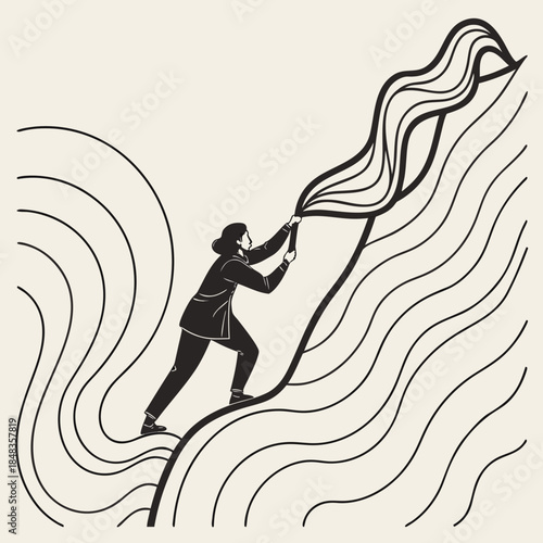 Person holding wavy flag