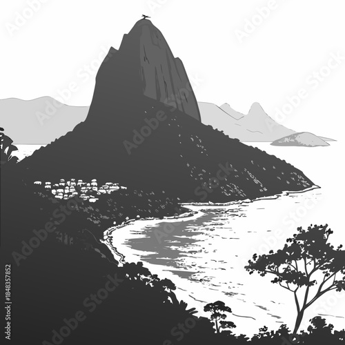 Mountain overlooking coastal town