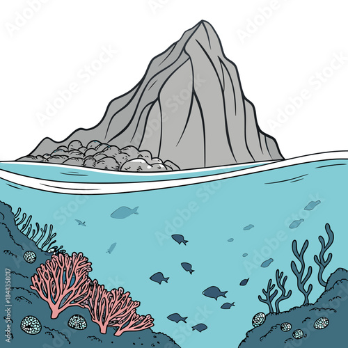 Underwater mountain landscape