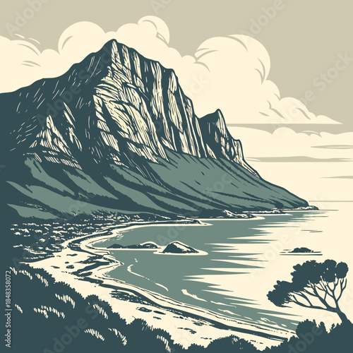 Coastal mountain landscape