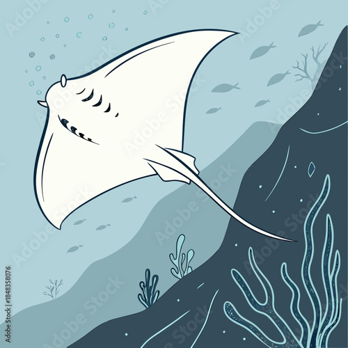 Gentle manta ray gliding through ocean depths