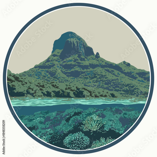 Serene mountain lake scene