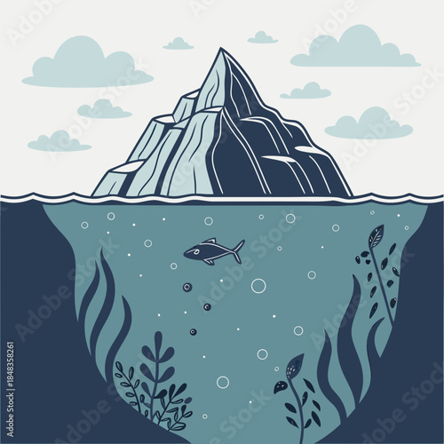 Underwater mountain landscape