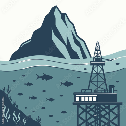 Offshore oil rig in deep sea