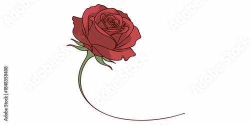 Elegant rose flower illustration featuring smooth curved petals and refined details