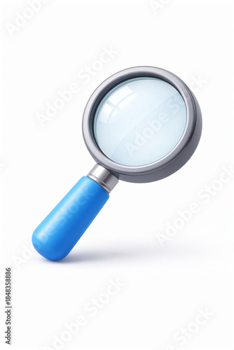 3D magnifying glass search icon on white background SEO