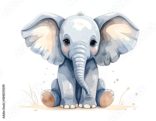 Adorable Cartoon Baby Elephant Illustration.