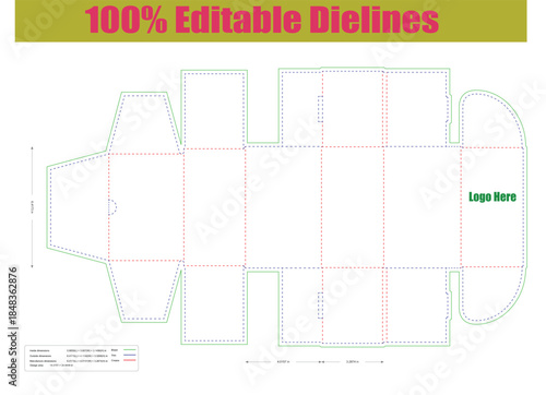 Flip top boxes inserts  box dieline ,die-line design,die-line template,packaging dieline