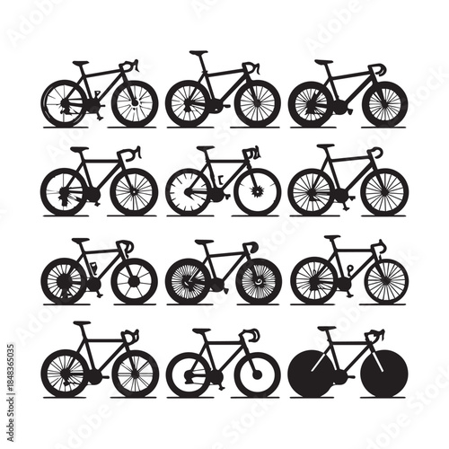 Bicycle Silhouette Icons – Minimal Bike Vector Set for Design