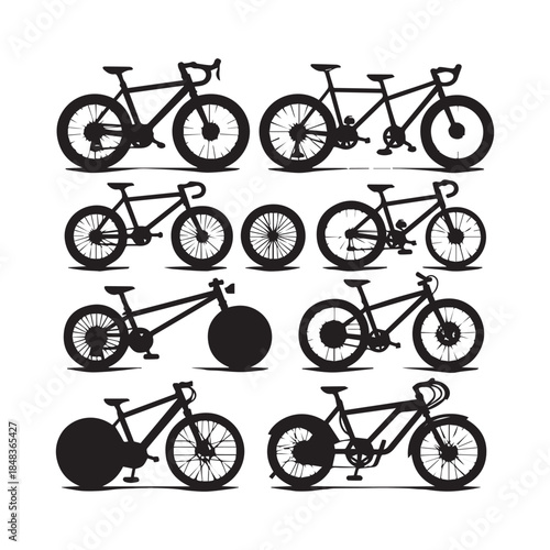 Bicycle Silhouette Icons – Minimal Bike Vector Set for Design