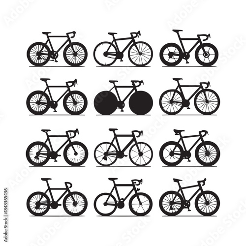 Bicycle Silhouette Icons – Minimal Bike Vector Set for Design