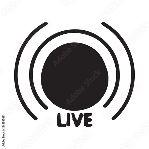 Streaming Live Broadcast Icon Representing Real-time Transmission of Audio and Video Content Online