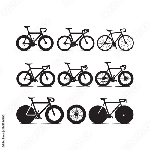 Bicycle Icons Set – Modern Bike Vector Silhouette Collection
